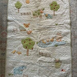 Pottery Barn Kids Farm Animal Themed Reversible Baby Quilt